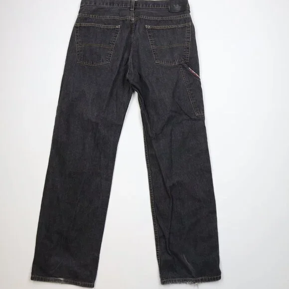 Vintage 90s Ralph Lauren Mens 34x34 Faded Baggy Wide Leg Carpenter Jeans Black